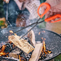 Miniatyrbillede 3 af 5: Kul Tænger Pejs Tænger Log Presenning Grill Grill Kul Indendørs Træ Klemme Smedejern Klemme Brænde Grafle Grabber til Træovn（48.5cm）