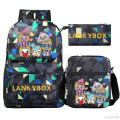 Miniatyrbild 2 av 5: Lankybox skolväska tecknad axelväska casual canvasväska student laptop Mochilas 3-delad set bildfärg 3