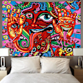 Miniatyrbild 4 av 5: Väggdekor Psykedelisk Arabesk Gobeläng Mystisk Hippie Gobeläng Abstrakt Retro Mönster Trippy Gobeläng Magisk Fantasy Fraktal Gobeläng För