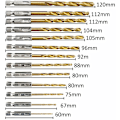 Pikkukuva 2 / 5: HSS-kierreporanterät 13 kpl:n sarja, nopea teräs, kuusikulmaiset poranterät titaanipinnoitteella, 1,5 mm - 6,5 mm, puun/metallin/muovin poraamiseen