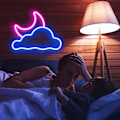 Miniatyrbild 3 av 4: Neon skylt, moln och måne LED-neonljus, neonljusskylt för väggdekor USB-driven LED-neonskyltar för sovrum barnrum bröllopsfestdekoration,