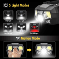 Miniatyrbillede 2 af 4: LED pandelampe, LED forlygte, LED lommelygte pandelampe, USB superlys stærk genopladelig pandelampe