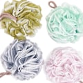 Miniatyrbilde 2 av 3: Pakke med 4 Mesh Puff Dusjball Bad Dusj Loofah Svamp Kroppsskrubb Eksfoliator (farge: Grønn2, Størrelse: 4 stk) Grønn2 4 stk