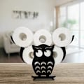 Pikkukuva 4 / 5: Owl Shape wc-paperiteline, mustametallinen wc-pidike, 7 kapasiteettia, pehmeä pilvitapettiseinä, hauskoja kylpyhuonetarvikkeita