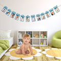 Miniatyrbild 3 av 5: 1-årsdag Fotobanner för Nyfödda till 12 Månader, Månadsvis Milstolpe Dekoration för Pojkar och Flickor
