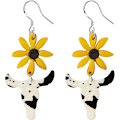 Miniatyrbilde 1 av 5: Våren Sommer Gul Solsikke Leopard Ku Polymer Leire Ku Skinn Dropp Dangle Ørepynt For Kvinner Jenter Søte Blomster Strand Vestlig Statement Chee