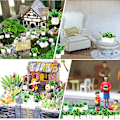 Miniatyrbild 5 av 5: 14 stycken/set Miniatyrväxt Dockhus Bonsai Växt 1:12 Mini Krukväxt Blommodell