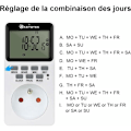 Miniatyrbillede 3 af 5: Stikkontakt med digital timer 16A 3600W LCD-display 20 grupper Til/Fra Programmerbar timer 24 timer 7 dage AC220V Energibesparende stikkontakt