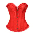 Korsetttoppar för kvinnor, Bustier Shapewear Underkläder, Spets Midja Push Up Body red L