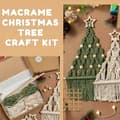 2-pack Makramé Julgran DIY Pysselkit, Grön och Beige Polyester, Festlig Väggdekoration, Perfekt Present till Familj och Vänner, Vinter 2 st
