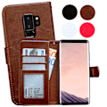 Miniatyrbillede 1 af 10: Glat læder etui til Samsung Galaxy S9 Plus
