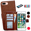Miniatyrbillede 1 af 10: iPhone 7 Plus / 8 Plus - PU Læder Pung Etui Brun