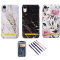 Miniatyrbillede 1 af 7: iPhone XR - Etui Beskyttelse Blomster / Marmor Svart