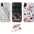 Miniatyrbillede 1 af 8: iPhone X/Xs - Beskyttelse af blomster / marmor Svart
