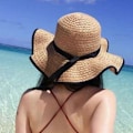 Miniatyrbillede 3 af 5: Strandhat Solbeskyttelse Sammenfoldelig Beige