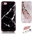 Miniatyrbillede 1 af 5: iPhone 7/8/SE (2020 & 2022) - Beskyttelse af marmor + ring iPhone 7 Svart