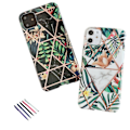 Miniatyrbillede 1 af 4: iPhone 12 - Geometrisk Blomster Etui Svart