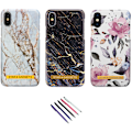 Miniatyrbillede 1 af 8: iPhone X/Xs - Beskyttelse af blomster / marmor Rosa