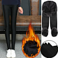 Miniatyrbillede 1 af 11: Varme Foret Leggings til Vintertid Svart