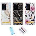Miniatyrbillede 1 af 7: Huawei P40 Pro - Beskyttelse af blomster / marmor Svart