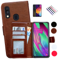 Miniatyrbild 1 av 10: Samsung Galaxy A40 - Läderfodral / Skydd Rosa