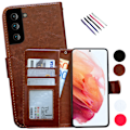 Miniatyrbillede 1 af 9: Samsung Galaxy S21 FE - PU Læder Pung Etui Brun