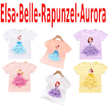 Miniatyrbild 1 av 5: Princess sommar 3D T-shirts & byxor-Elsa-Belle-Rapunzel-Aurora Belle yellow 140 cm one size