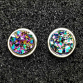 Pikkukuva 3 / 5: Durzy rock lava crystal shinning stone earring stud round Purple M