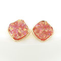 Pikkukuva 1 / 5: Durzy rock lava crystal shinning stone earring stud square Pink M