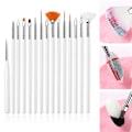 Miniatyrbild 1 av 6: 15 st Nail art set prickmålning lack pensel penna Verktyg White one size