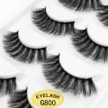 Miniatyrbillede 1 af 3: 5-par falske øjenvipper - 3D faux mink (G-800) Black one size