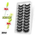 Pikkukuva 1 / 3: 10-pair false eyelashes - 3D faux mink (3D-149) + Gift Black one size