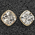 Pikkukuva 3 / 5: Durzy rock lava crystal shinning stone earring stud square Silver M