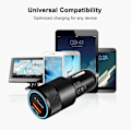 Miniatyrbillede 6 af 6: 38W dobbelt biloplader 20W USB-C & 18W USB-A QC3.0 Black M