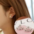 Miniatyrbillede 4 af 5: Earring tops studs Daisy flower two sided Gold M