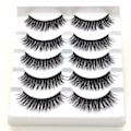 Miniatyrbillede 4 af 5: 5-par falske øjenvipper - 3D faux mink (3D 51) Black one size