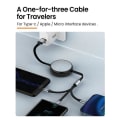 Miniatyrbild 2 av 6: 3-i-1 indragbar kabel - Lightning, USB-C, Micro USB Purple M