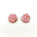 Pikkukuva 1 / 5: Durzy rock lava crystal shinning stone earring stud round Dark pink M