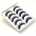 Miniatyrbillede 1 af 5: 5-par falske øjenvipper - 3D faux mink (3D 51) Black one size