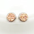 Pikkukuva 1 / 5: Durzy rock lava crystal shinning stone earring stud round Light pink M