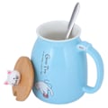 Miniatyrbild 2 av 8: 450 ml söt katt keramikmugg mjölk kaffe tekopp med lock sked