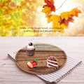 Miniatyrbild 8 av 8: Elegant rund matbricka snacks sushi serveringsfat i trä