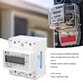 Miniatyrbild 7 av 8: Energimätare 1-fas 2-trådig 4P Digital LCD Kwh Wattmeter Strömförbrukning 35mm DIN-skena Montering AC220V