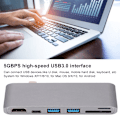 Miniatyrbild 4 av 4: 6-i-1 Hub Adapter Typ-C till HDMI 4K x 2K 1080P USB3.0 SD/TF-kort för Macbook Adapter
