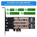Miniatyrbild 7 av 8: Pcie Adapterkort För Dubbla M.2 Nvme, Förbättrade Datorlösningar Med Höghastighetsdataöverföring Och Avancerad Värmehantering, M Key B Key Gränssnitt