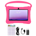 Miniatyrbild 2 av 8: 7-tums Barnplatta 2GB 32GB Quad Core-processor Dubbel Kamera 3D-design Småbarnsplatta med Skyddsfodral för Android 10 110‑240V Rosa EU-kontakt