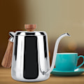 Miniatyrbild 2 av 8: 304 Rostfritt stål Trähandtag Dropp Kaffe Kanna Lång