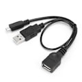 Miniatyrbild 2 av 6: Micro USB Datakabel med Strömförsörjning Host OTG-kabel Micro USB Adapter Y Strömsplitter Svart