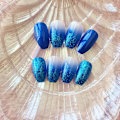 Miniatyrbild 3 av 5: Medium Coffin Press on Nails, Blå Gradient Falska Naglar, Glitter
