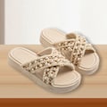 Miniatyrbild 1 av 8: Cross Sommar PVC Tofflor Öppen Tå Lättvikt Mjuk Tjock Sula Slide Tofflor för Kvinnor Utomhus Beige 38-39